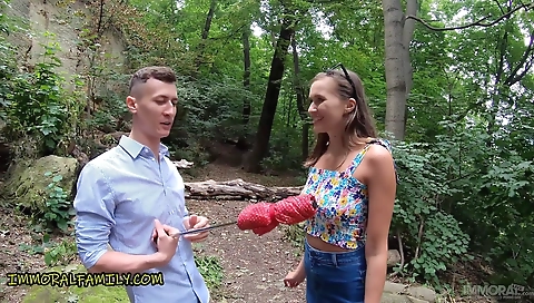 Sexy young blonde gets fucked by three men