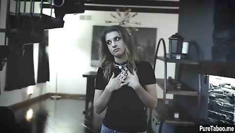 Hot milf in a stripper room and black lingerie