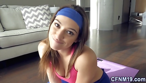 She's first time with a toy in the kitchen